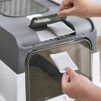 Activated carbon can be placed inside to eliminate odors completely.