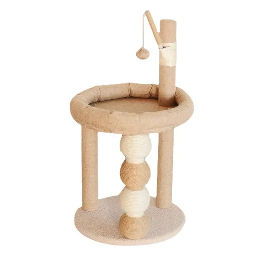 Cat Tree with Cozy Cat House, Durable Sisal Scratching Posts & Hanging Play Ball