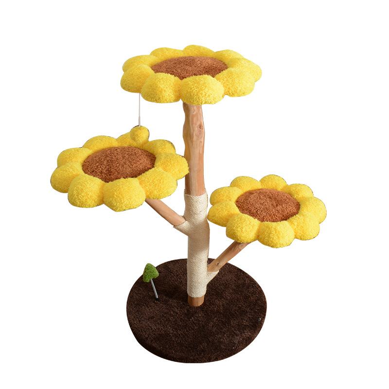 Sunflower Cat Tree with Plush Fabric & Natural Sisal Scratching Post