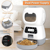 Dual power supply automatic pet feeder, usb and battery backup, low battery reminder"