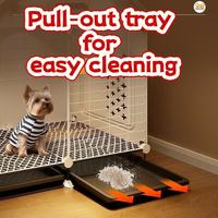 Pull out waste tray for indoor dog kennel, easy cleaning