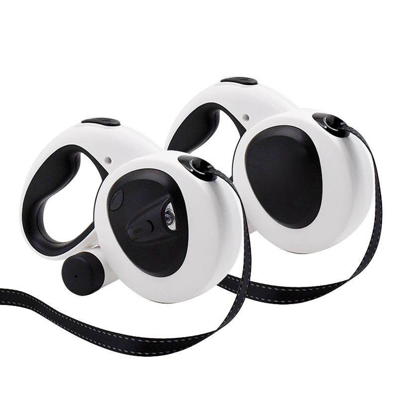 5M Retractable Dog Leash with LED Light, Reflective Tape & Waste Bag Holder