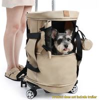 Pet carrier luggage sleeve attach on rolling suitcase