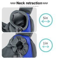 Adjustable neck retraction on pet travel bag – 5 inch open to 1 inch snug