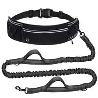 Black Retractable Sports Waist Pack with Pet Leash