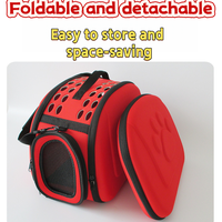 Red detachable collapsible cat carrier, fold flat for storage