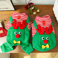 Two christmas reindeer pet costumes green red stripe for wholesale