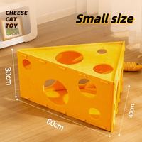 Cheese felt cat playhouse with large interactive openings and size details