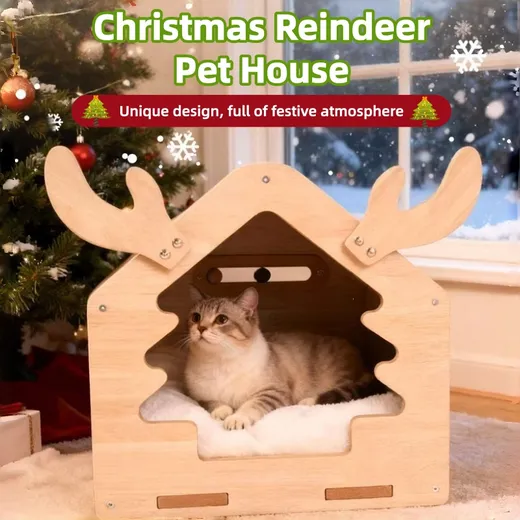 Christmas Reindeer Cat House