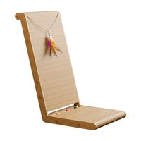 L-shaped corrugated cat scratcher with feather toy