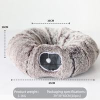 Dimension diagram of fluffy plush round cat tunnel bed