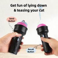 Electric cat teaser toy with replaceable plush pompom heads with bells