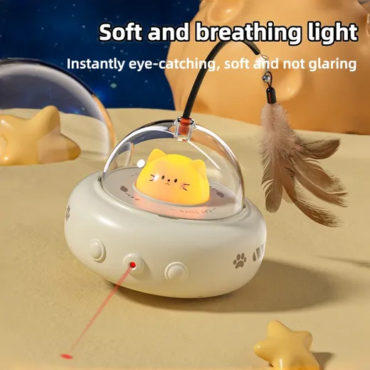 Smart Automatic Laser Cat Wand Toy with Feather