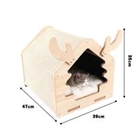 Extra large Christmas reindeer cat house measuring 47cm deep