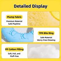 Material detail of plush dog toy, plush fabric TPR ring PP cotton filling