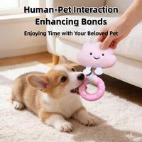 Pink cloud squeaky dog chew ring toy interactive play