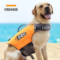 Orange dog life vest for labrador beach swimming training