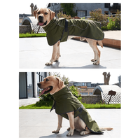 Fleece lined warm large dog winter coat army green