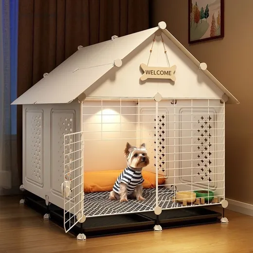 Indoor House Shaped Dog Crate, Modular Small Dog Playpen with Divider