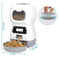 3.5L pet feeder structure diagram, transparent food hopper and stainless steel bowl