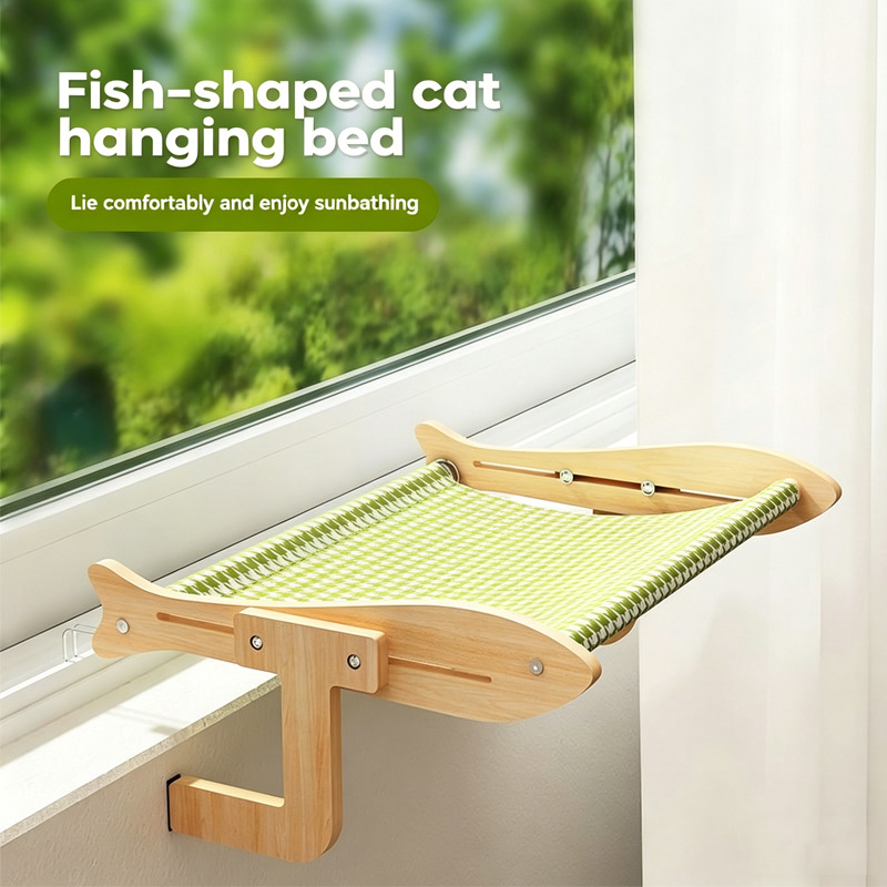 Cat Perch Bed for Window Sill,Cat Bed with Premium Hardwood