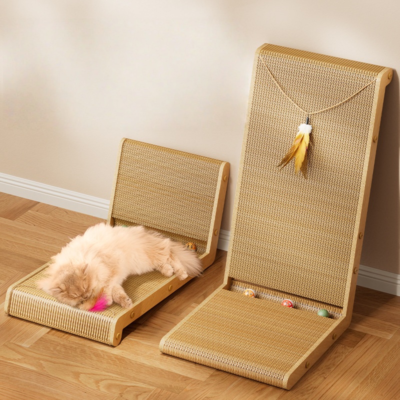 Cat Scratching Board for Indoor Cats,L-Shape Cat Scratching Board with Ball Toy