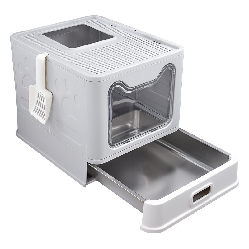 Amazon's best-selling stainless steel cat litter box, drawer-style, splash-proof, fully enclosed.