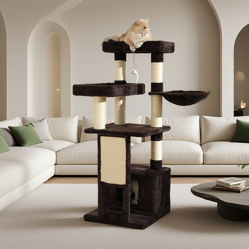 Large Cat Tower for Indoor Cats,Multi-Level Plush Condo Cat Tower