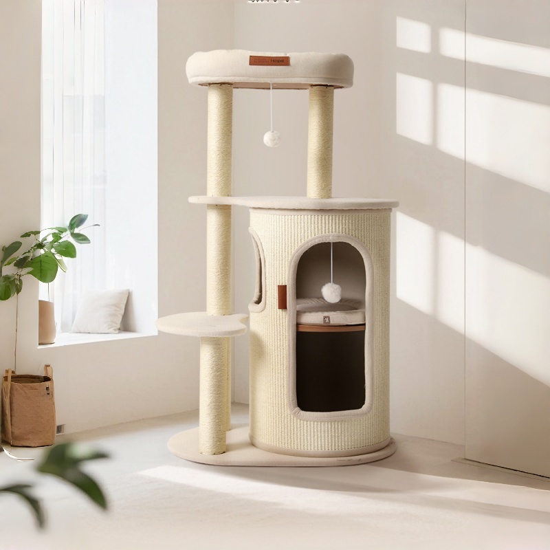 Cat Tree with Steps, Scratching Post, Cat Caves, Dangling Toys