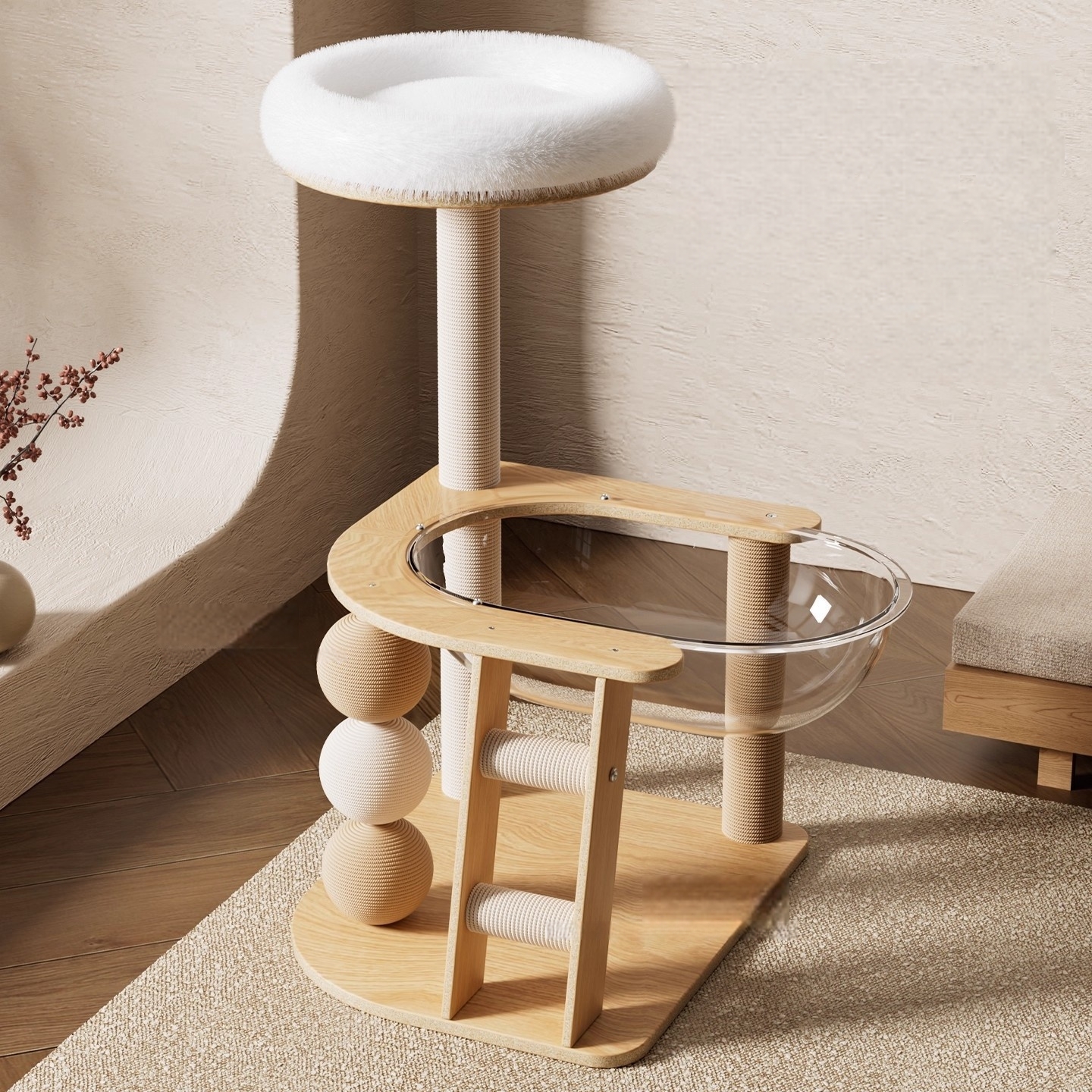 Corner Cat Tree,Modern Cat Tree for Indoor Cats with Sisal ball