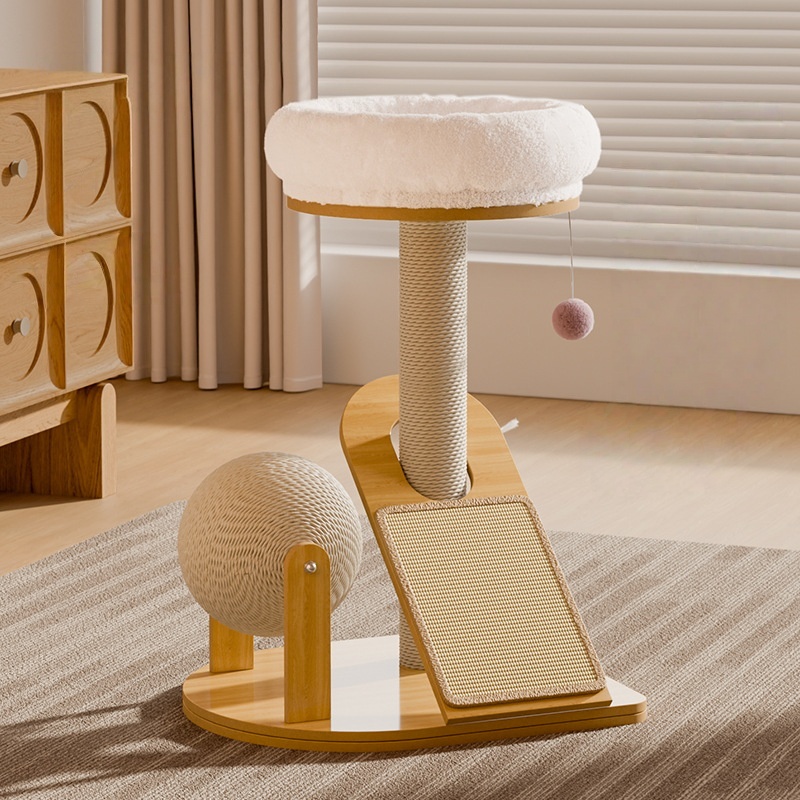 Cat Tower for Indoor Cats,Small Cat Tower with Scratching Ramp