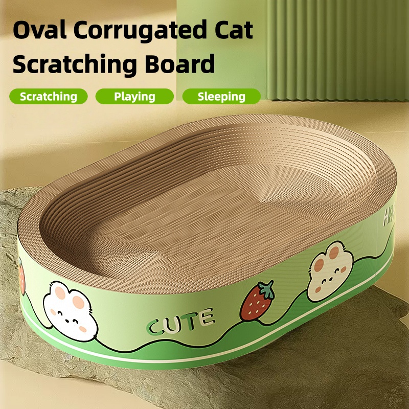 2-in-1 cat scratching board,oval corrugated cat scratching board