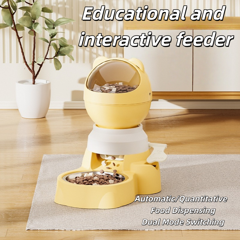 Automatic Pet Feeder, Foot Pedal Press Feeder, Large Capacity Stainless Steel Bowl