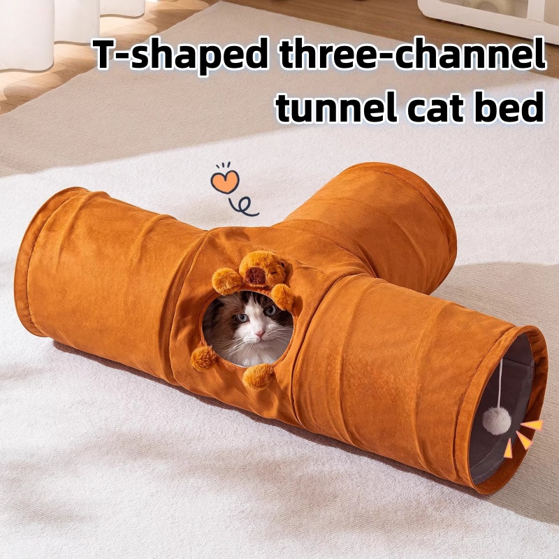 Cat Tunnel Tube Cat Toys 3 Way Collapsible,T-Shape Tunnel Tube
