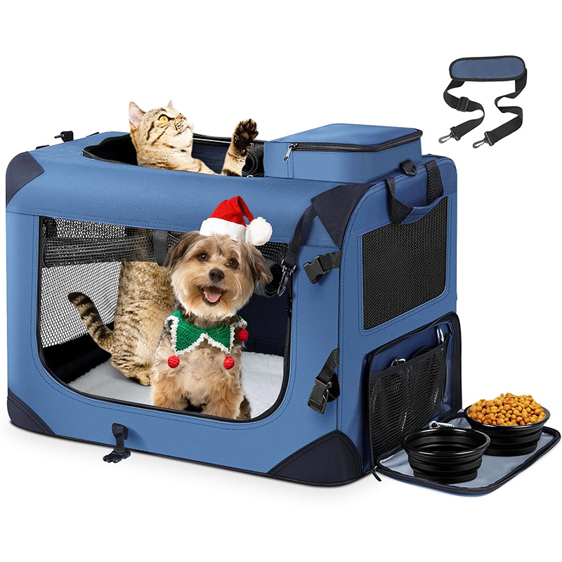 Pet car carrier,Large capacity handheld cat carrier,Outdoor folding pet carrier