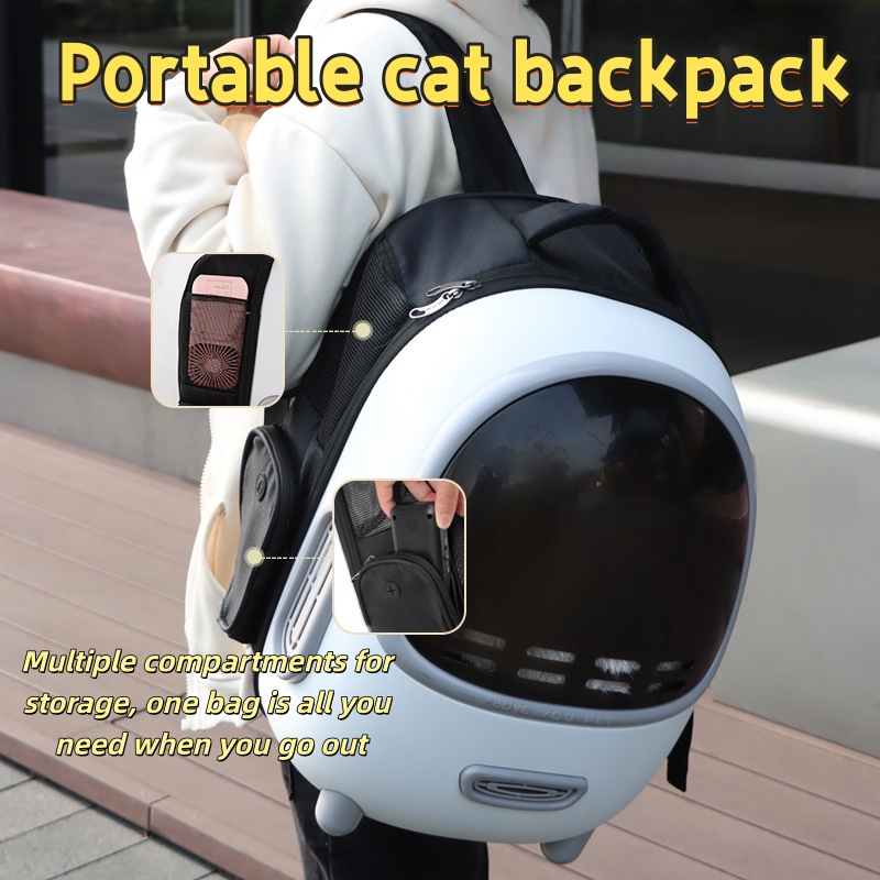 Portable pet carrier, breathable cat carrier, Large capacity double-shoulder pet bag