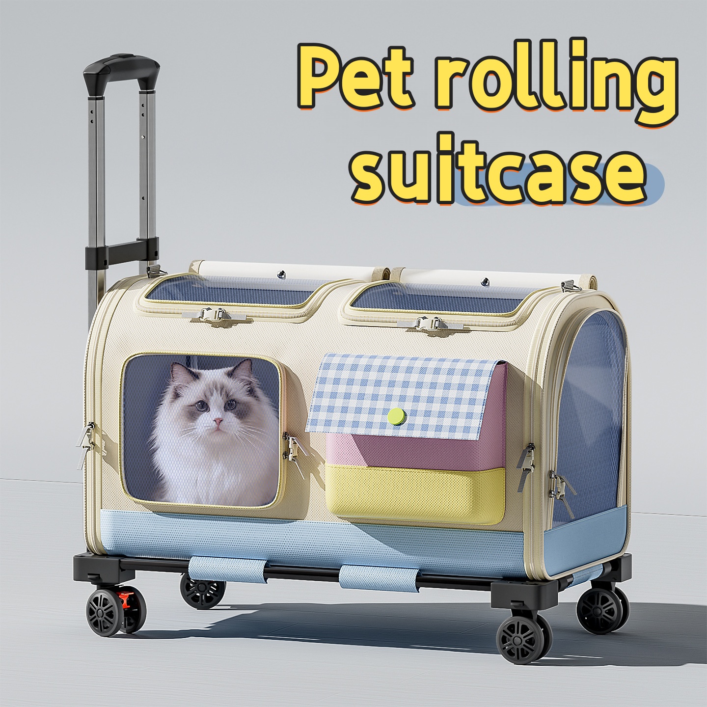 Large-capacity pet rolling suitcase,portable and foldable pet backpack