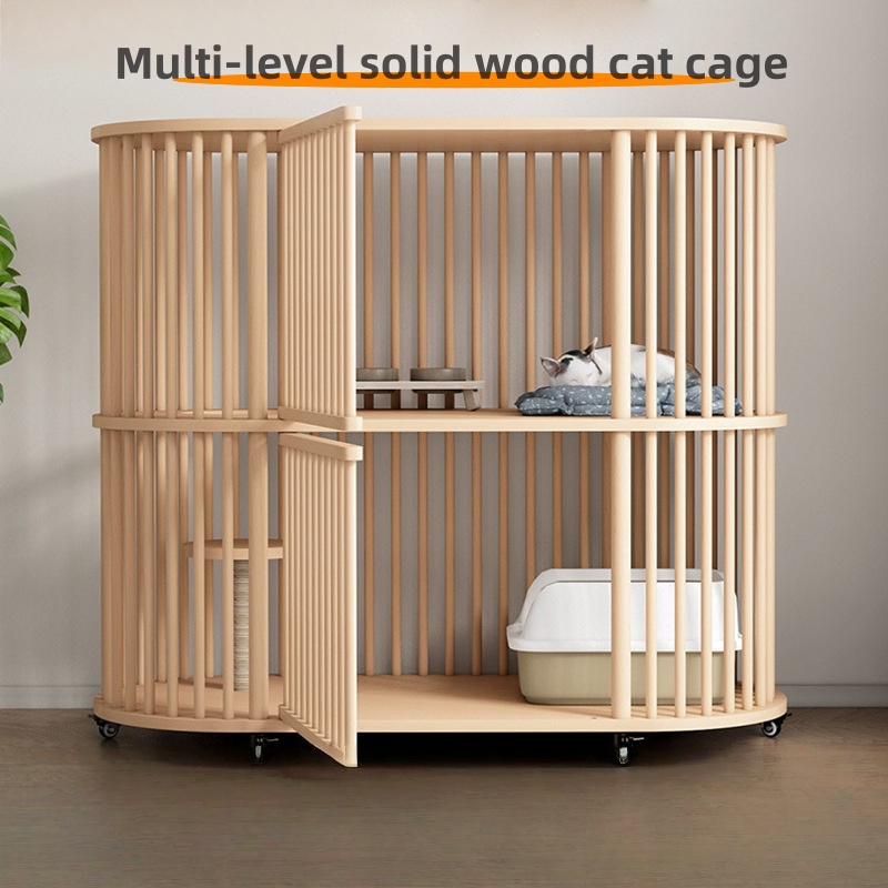 Furniture Style Pet Cage, Indoor Aesthetic Solid Wood Pet Cage