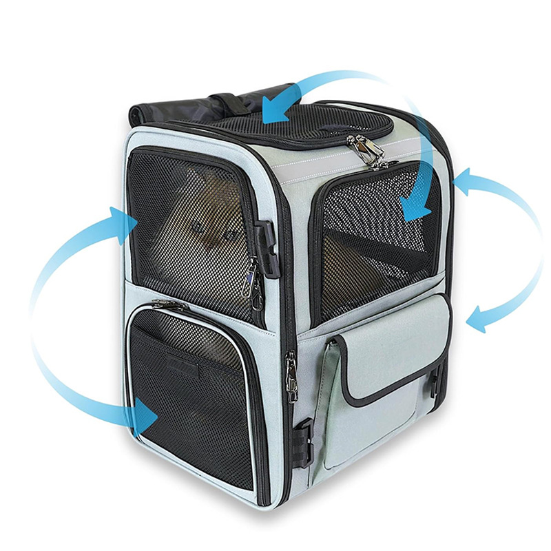 Expandable fan-equipped cat bag,lightweight pet backpack for summer travel