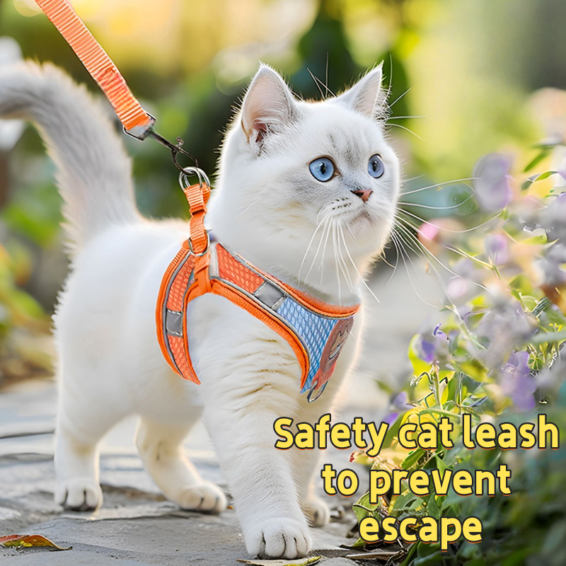Anti-escape vest-style cat leash,Extended cat leash, adjustable cat leash