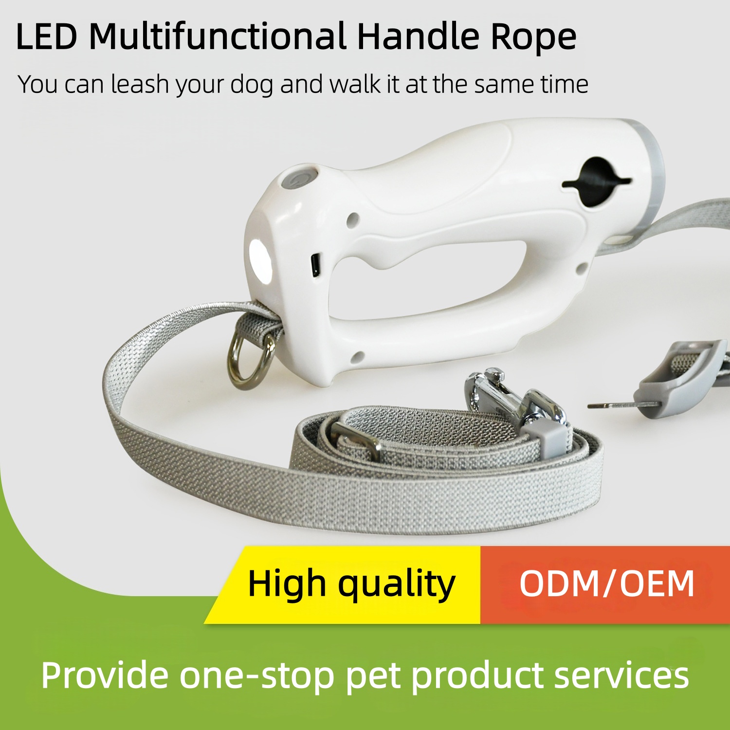 Custom dog leashes, leashes with garbage bags, dog leashes with LED lights