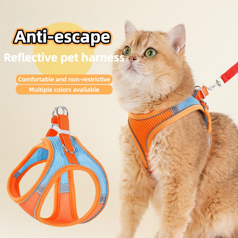 Escape Proof Pet Cat Harness and Leash with Reflective Strips