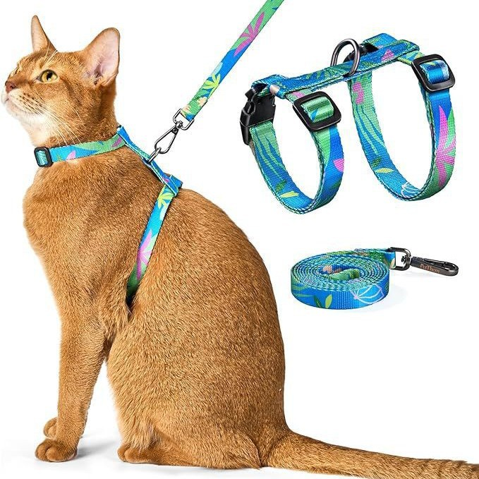 Nylon cat harness leash set, breathable cat harness, adjustable cat leash