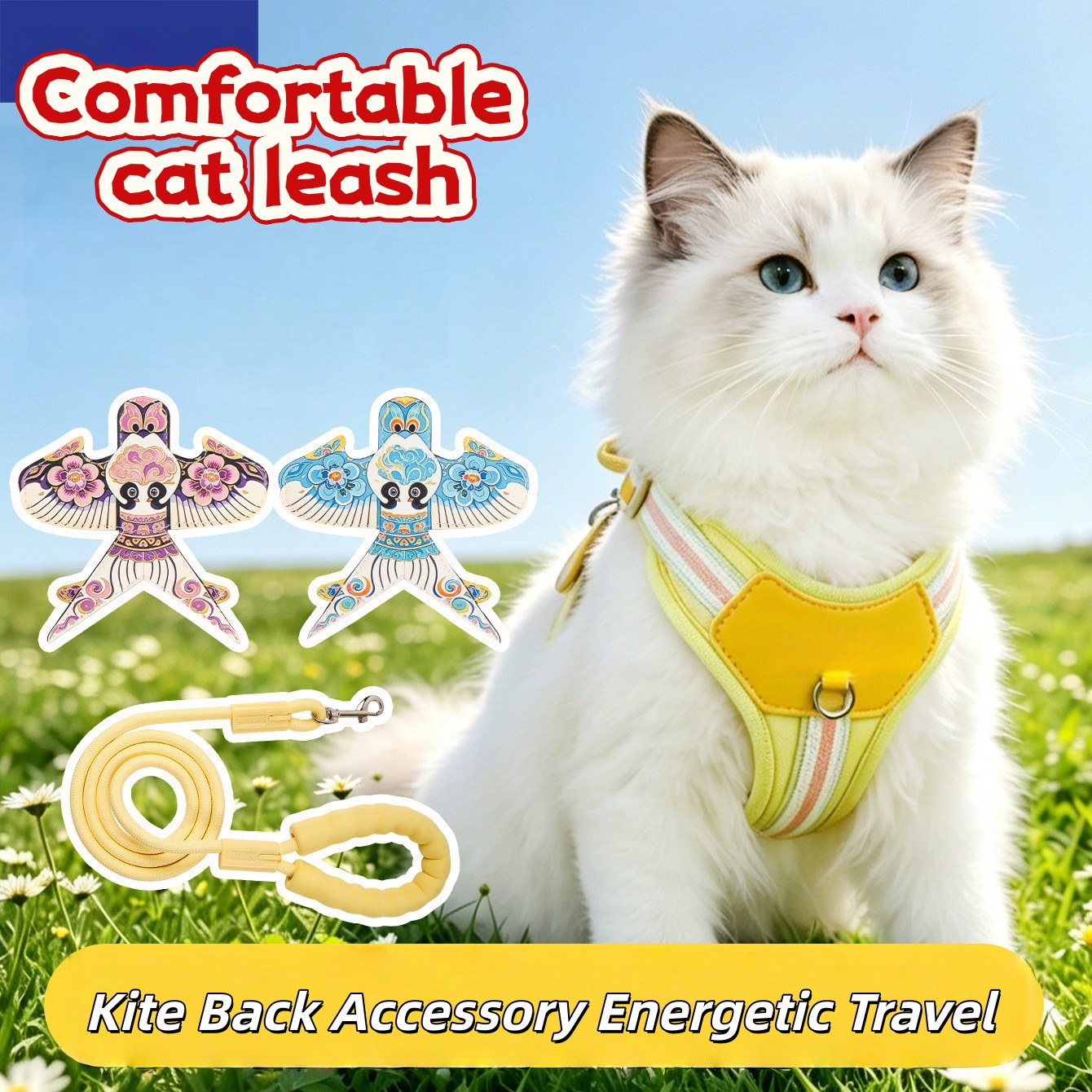 New cat leash, I-beam style anti-escape pet harness, Adjustable wholesale leash 