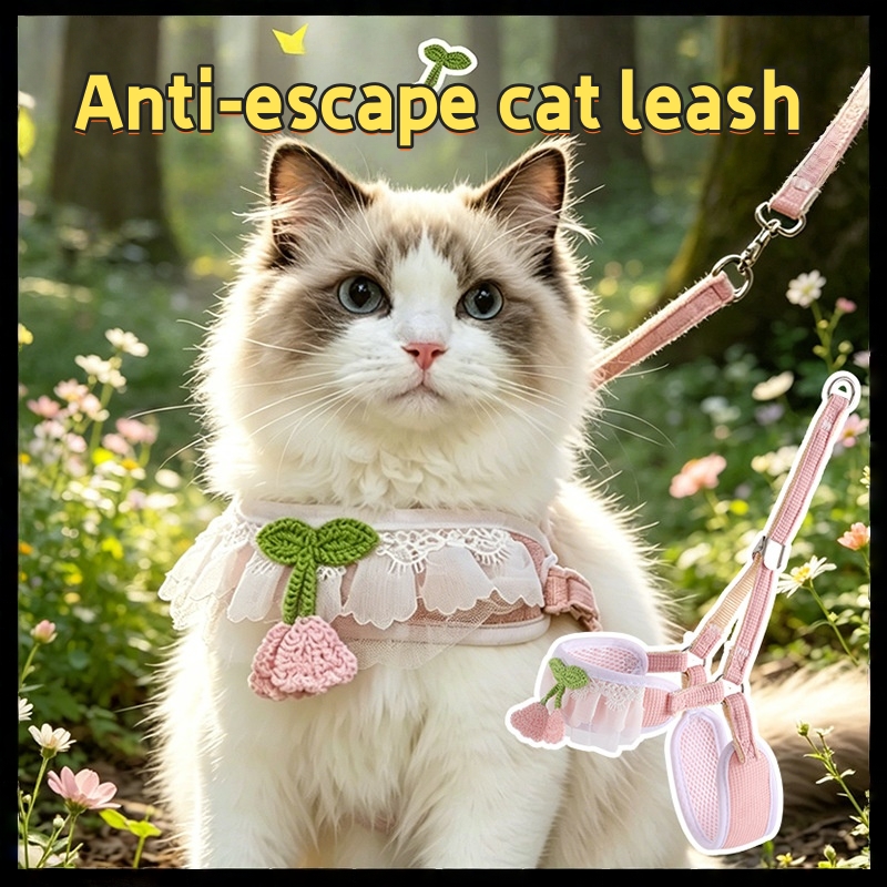 anti-escape vest-styled Cat leash, adjustable cat walking leash,cat walking vest