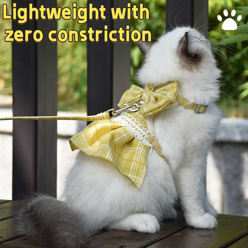 Pet cat walking clothes, Cat harness and leash,Cat skirt with adjustable leash