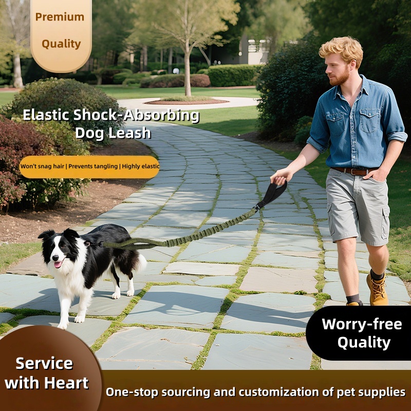 Double-handle dog leash, high-elasticity dog ​​leash, nylon pet leash