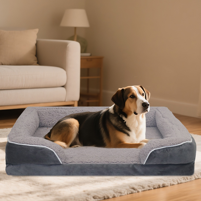 Removable and washable pet sofa with sand surface, large dog bed, anti-tear and bite kennel