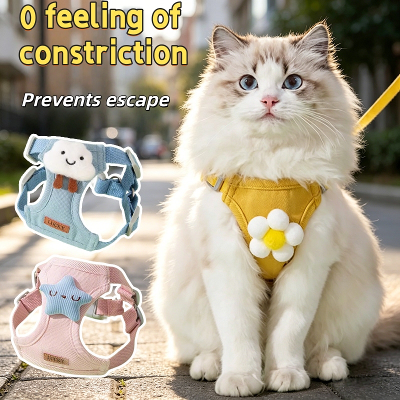 Anti-escape vest-style Cat leash,pet cat walking leash,adjustable chest strap cat leash