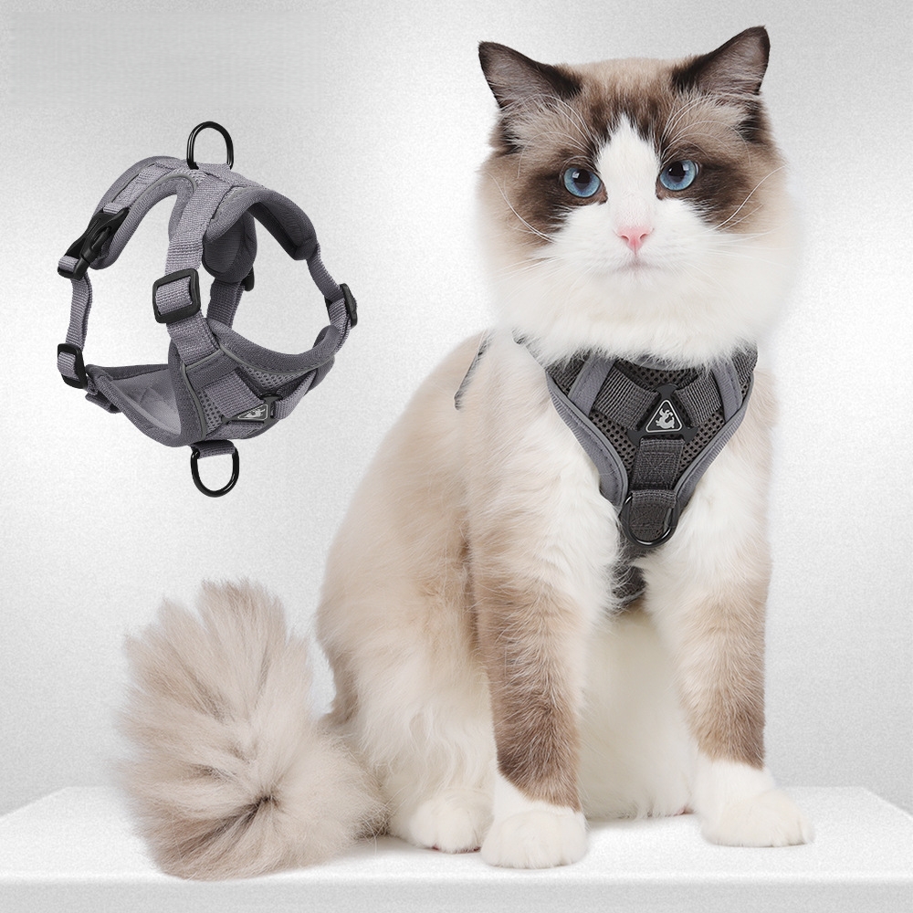 New cat leash,Vest-style pet harness,Reflective leash,breathable leash